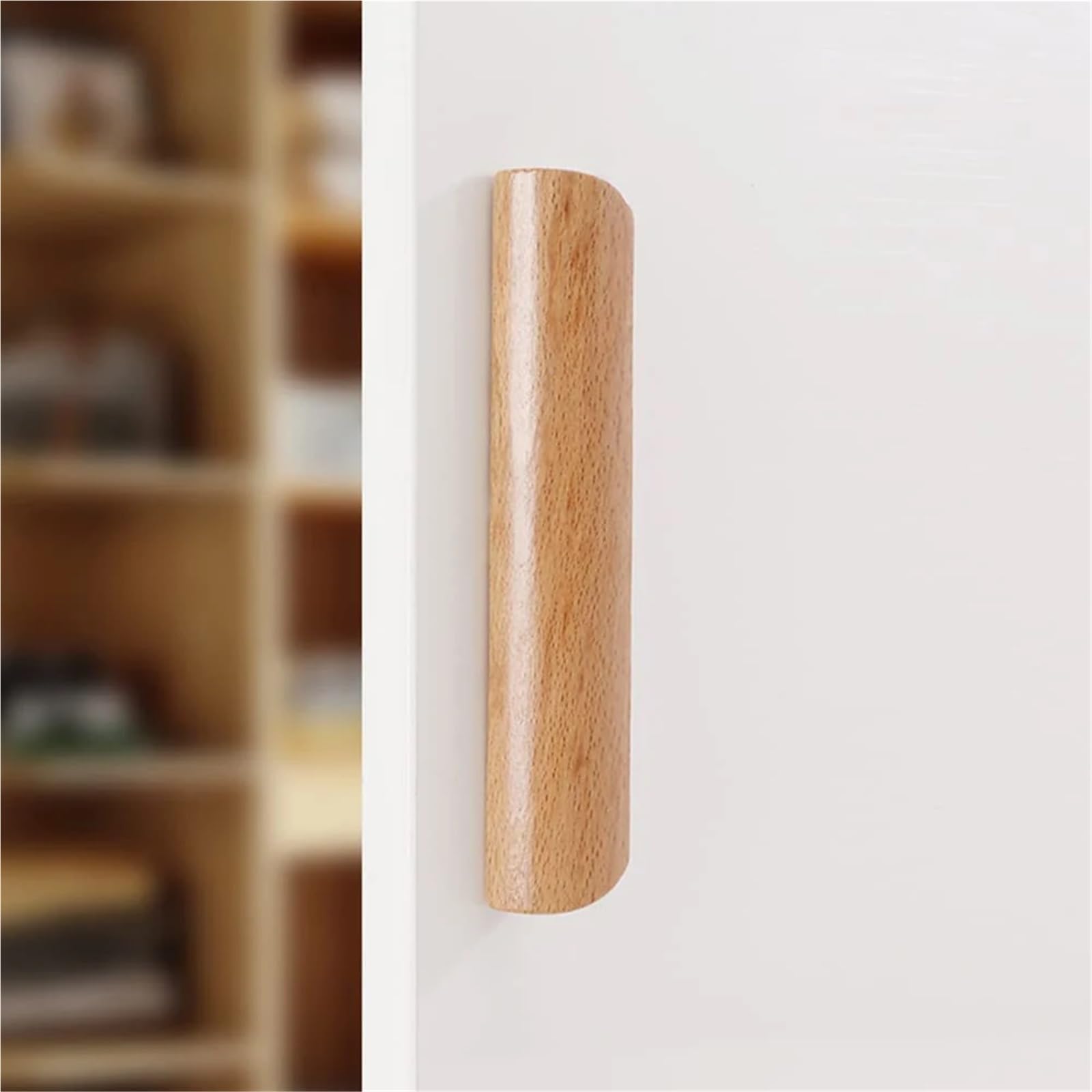8 maniglie in legno per mobili, cassetti, armadietti, maniglie in legno massello, pomello per armadio (distanza foro 160 mm)