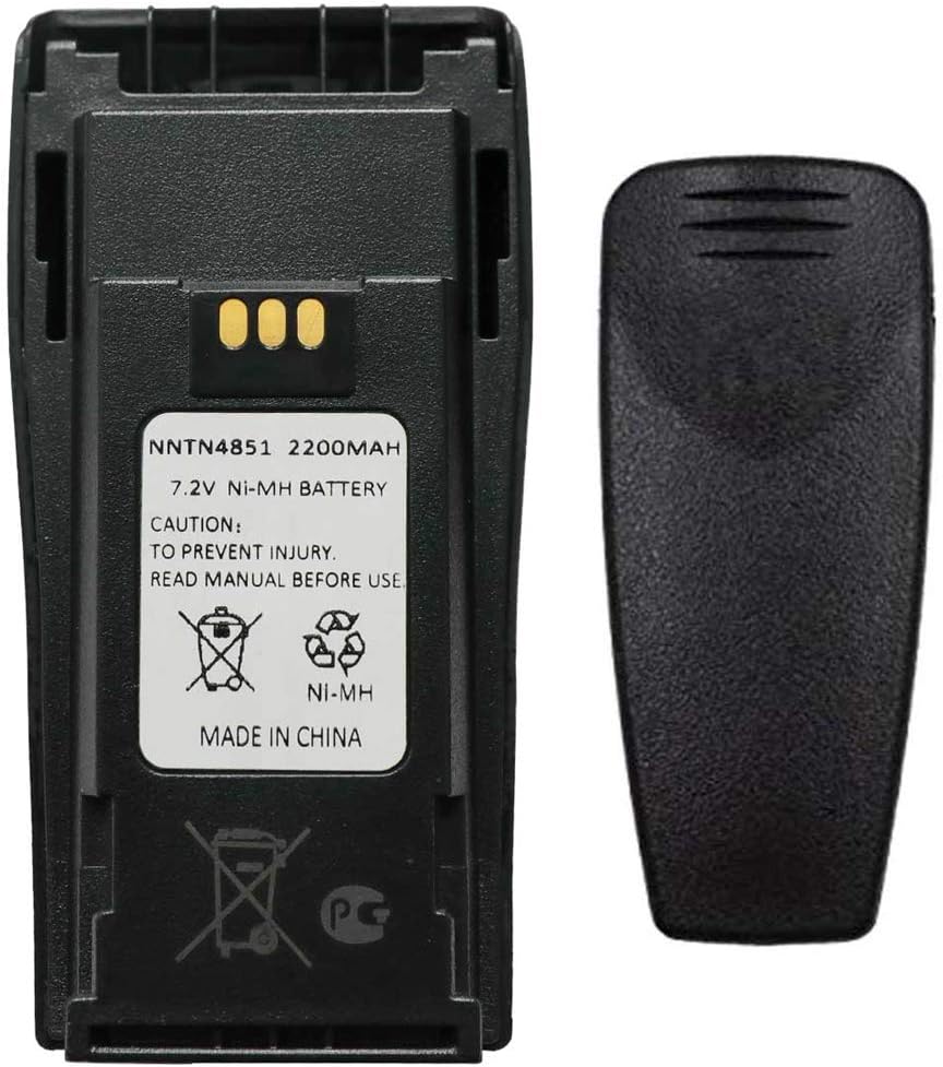 Teseko NNTN4851 NNTN4851A NNTN4496 NNTN4497AR NNTN4970A 7.2V 2200mAh Ni-MH Two-Way Radio Battery Replacement for Motorola CP040 CP140 CP150 CP160 CP180 CP200 PR400 EP450+Belt Clip