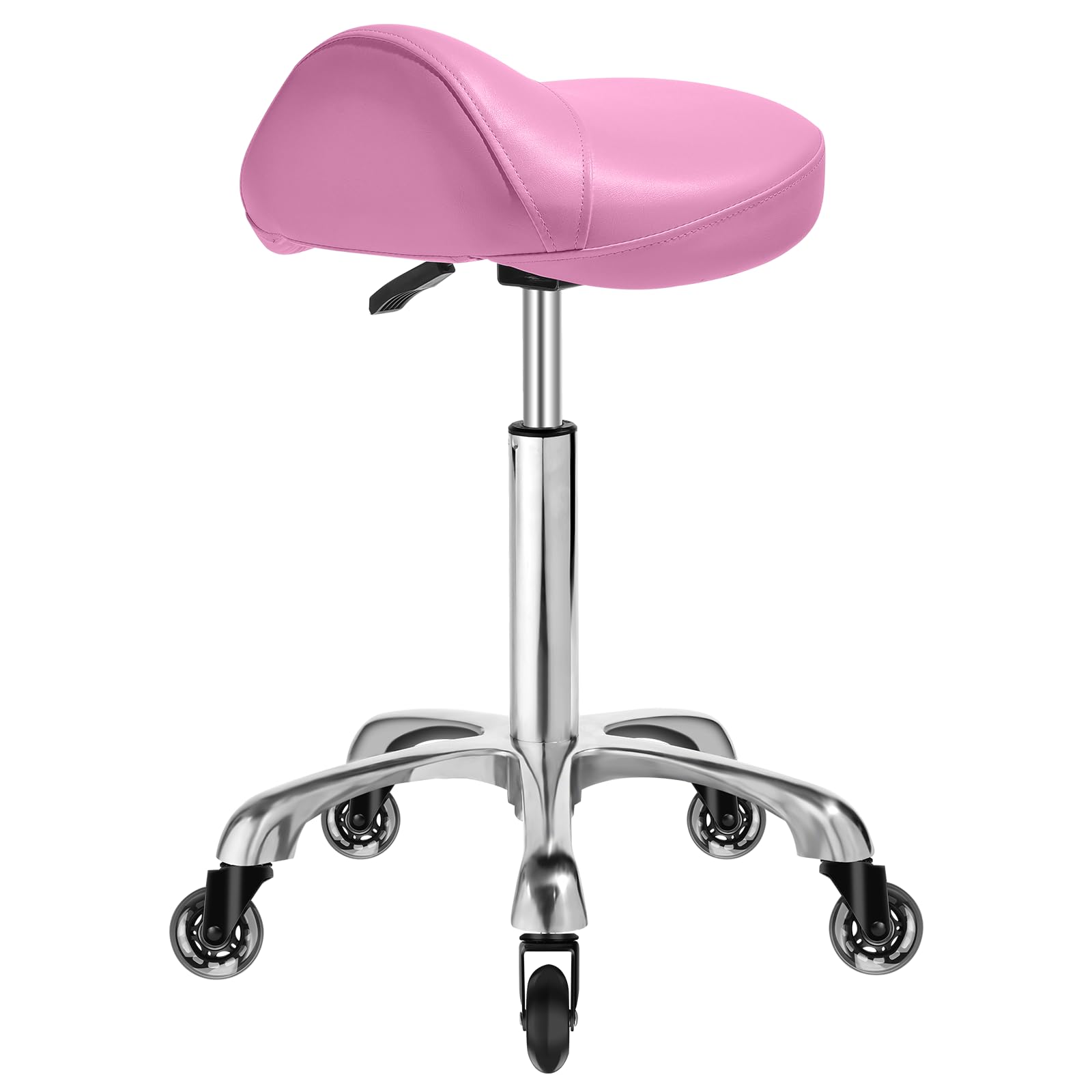 YEEZEE Ergonomic Saddle Stool, Adjustable Saddle Chair with Wheels, Pink