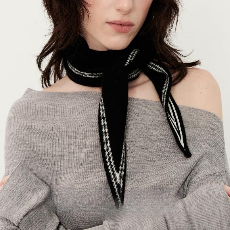 Knit Triangle Scarf for Women Cashmere Head Scarf Neckerchief Old Money Aesthetic Accessories Streetwear3