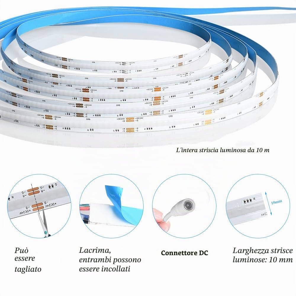 10M COB RGB LED Striscia,Nessun alimentatore Striscia Della Luce Della Striscia 576LEDs/M 5760LEDs 24V Dimmable Deformable LED Striscia Della Luce Della Striscia,Nessun telecomando