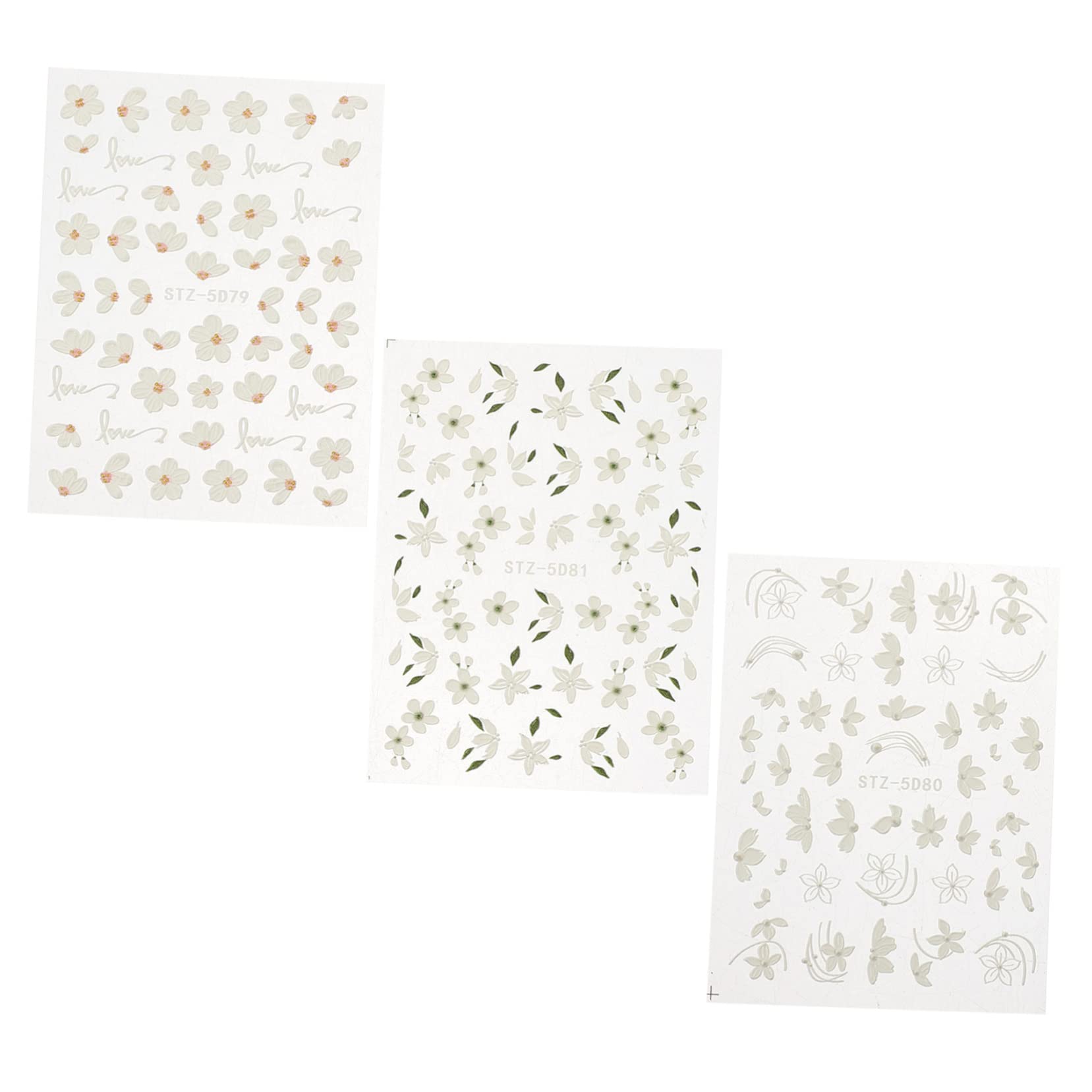 VALICLUD 4 Set Ornamento Per Unghie Decorazione Per Unghie Fiori Adesivi Per Unghie Floreali Adesivi Floreali Per Manicure Carino Unghia Fiore Etichetta Uv Resina 3 Fogli * 4