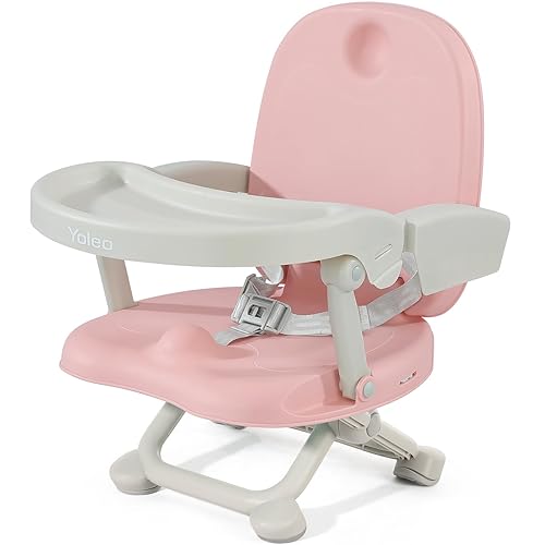 YOLEO Sillas altas para bebés y niños pequeños, asiento elevado para mesa de comedor con altura ajustable de 4 niveles, silla alta de viaje, asiento