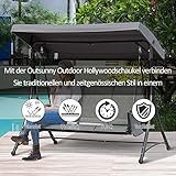 Outsunny 3-Sitzer Hollywoodschaukel, Gartenschaukel mit Sonnendach, Schaukelbank mit Ablage, Aluminium, Grau, 196 x 128 x 172 cm - 3