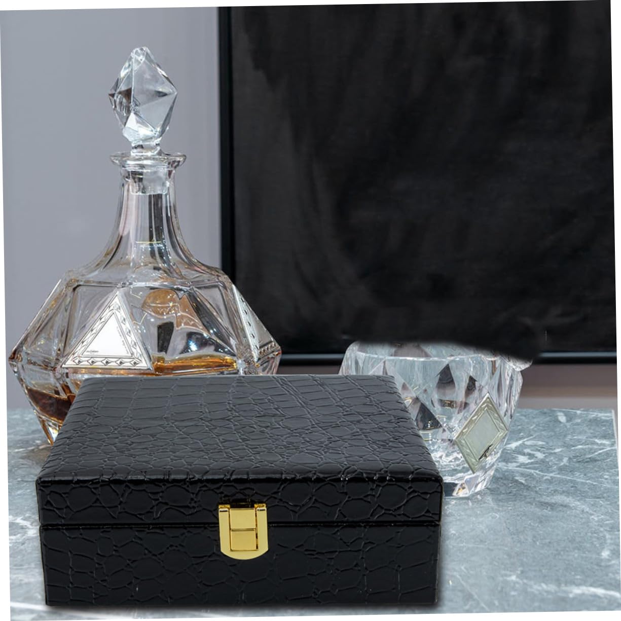 GANAZONO Porta Sigari con Coperchio Flip, Custodia Portatile in Pu Nero con Finitura Elegante e Bordo Liscio, 2pezzi