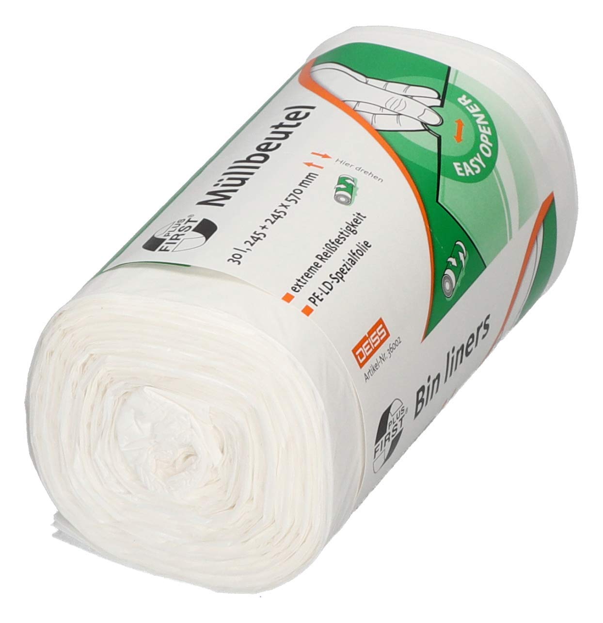 1A Material LDPE Bin Liners 30L White 50pcs/roll