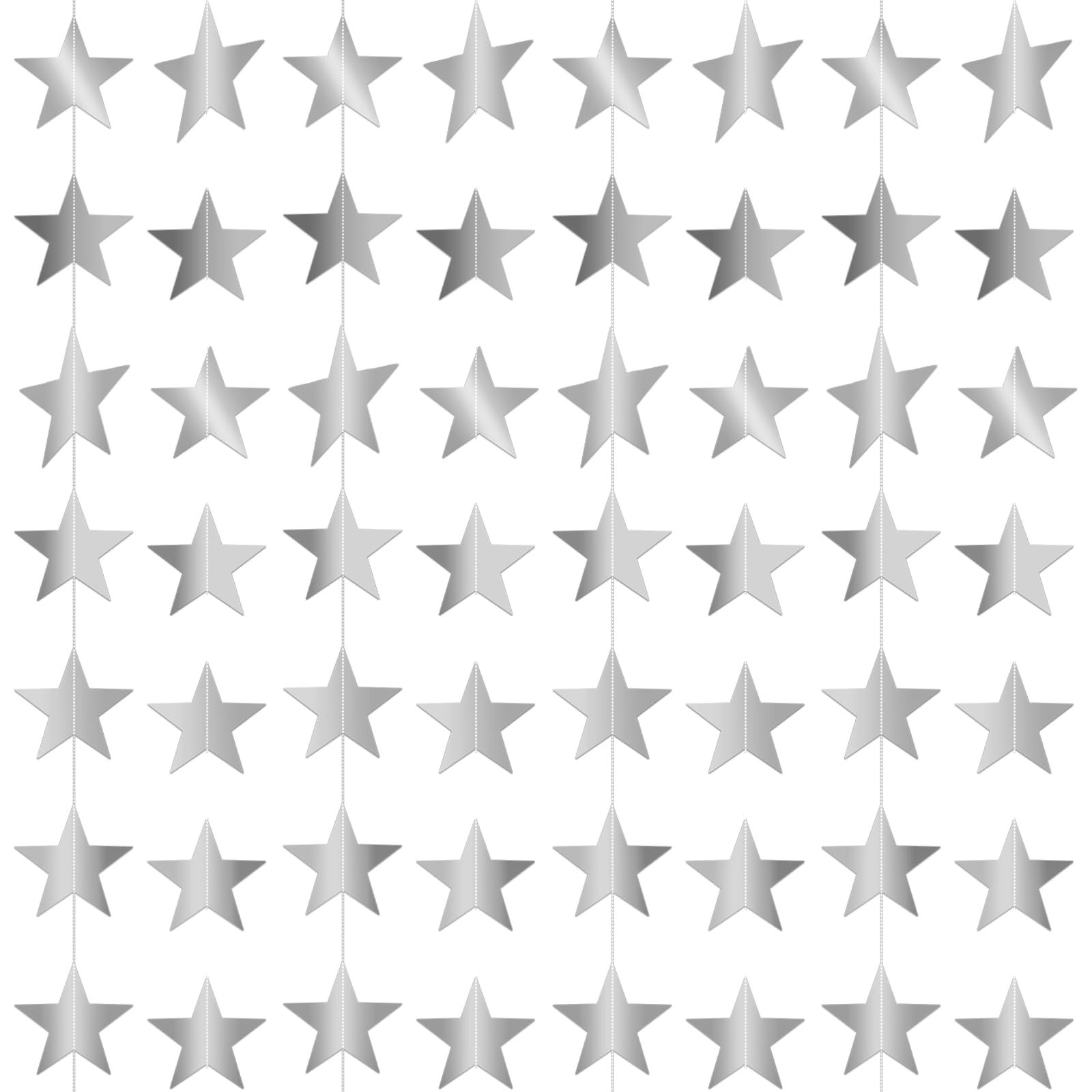 Chsoejuf 4PCS Silver Star Bunting Decorations 2m Double Side Hanging
