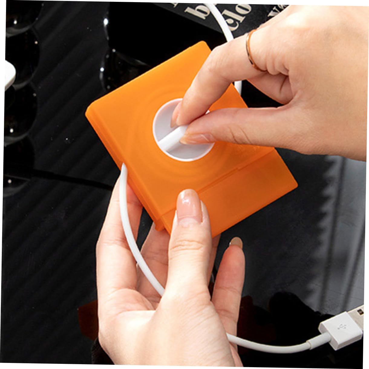 VOSAREA 2pcs Rotating Data Cable Organizer Box Creative Charging Earphone Storage for Tidy Desktop Wire Holder for Usb Cables and Accessories image 4