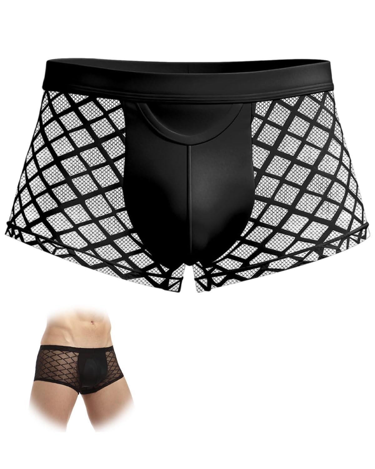 Boxer Intimo Uomo sexy hot in Rete Mutande Trasparenti con Cintura Elastica, biancheria intima, Traspiranti e Morbidi Perizoma Seducente Corte Hipster