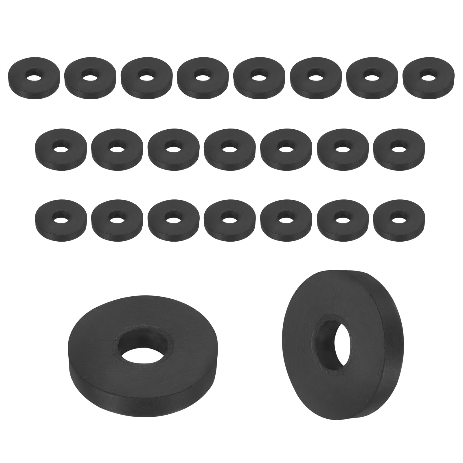 sourcing map 35Pcs Rubber Spacers, 25mm OD, 12mm ID, 10mm Thick Black Round Anti Vibration Rubber Pads Isolation Bushings Washer for Home Cars Boat(0.98" OD x 0.47" ID x 0.39" Thick)