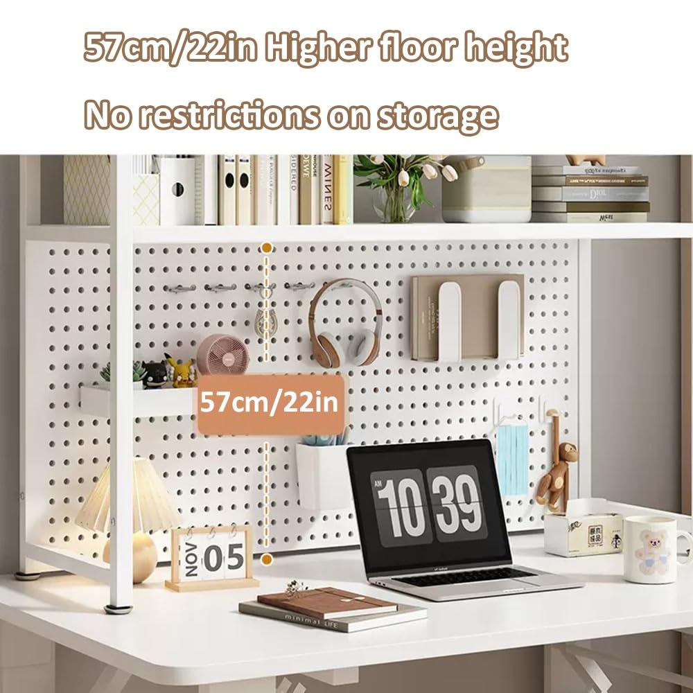 DIY Schreibtisch-Bücherregal, Metallstruktur, Aufbewahrungsregal, Computertisch, Bücherregal, schwarz, 55 x 20 x 98 cm, stilvolles Heimbüro, modernes Design für Bücher und Dekoration
