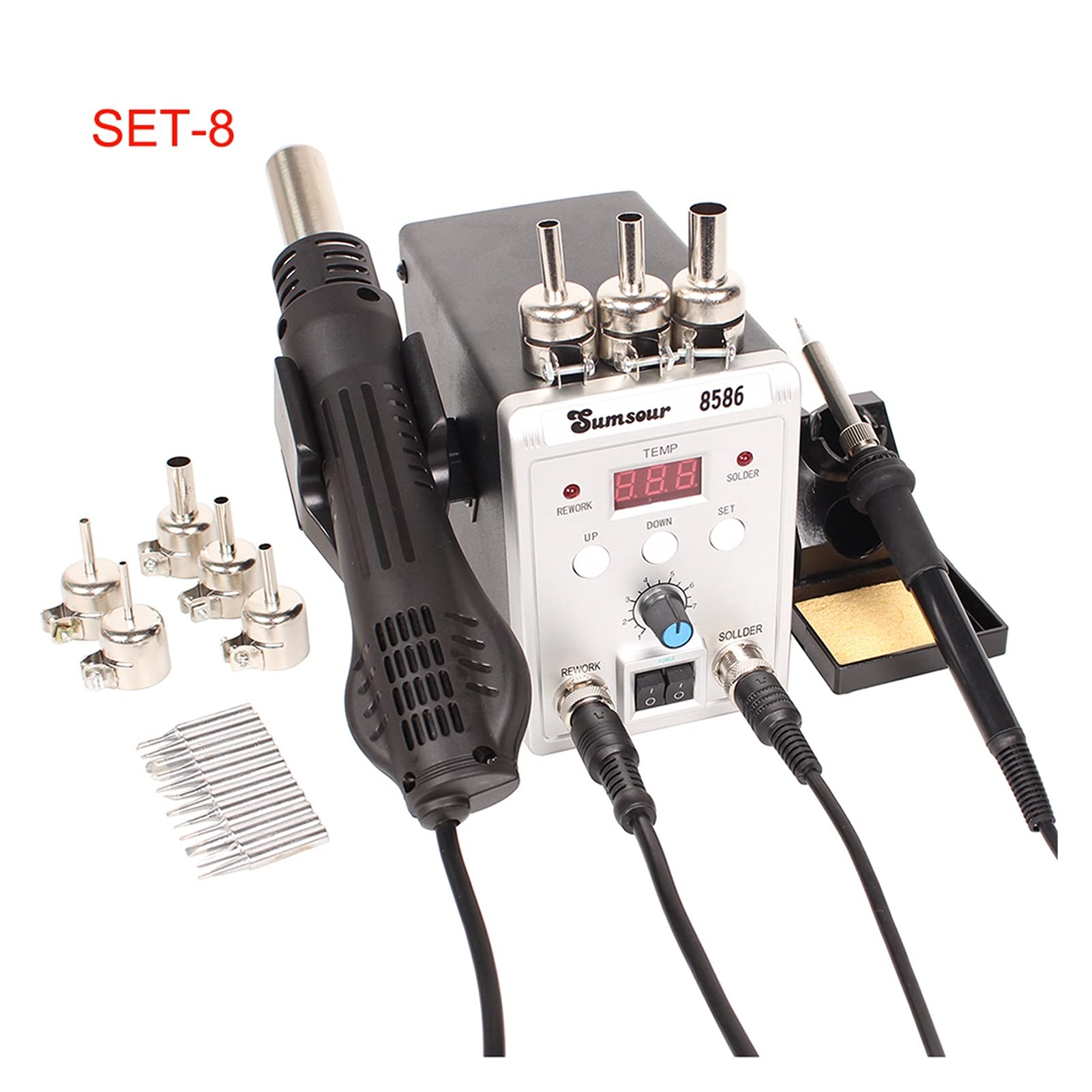 Stazione di saldatura, Stazione di saldatura 8586 2-in-1 di saldatura elettrica Irons aria calda di calore 76 0W SMD Rilavorazione dissaldatura saldatura Kit Strumenti di riparazione