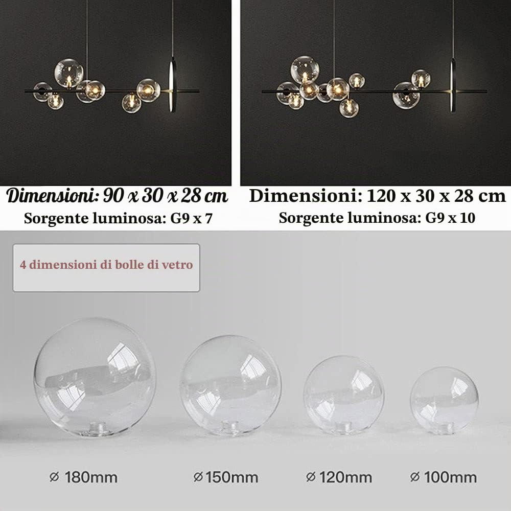 Lampadario Moderno A LED, Sfera Di Vetro G9 Per Tavolo Da Pranzo, Nordico Soggiorno, Apparecchio Per Illuminazione Interna