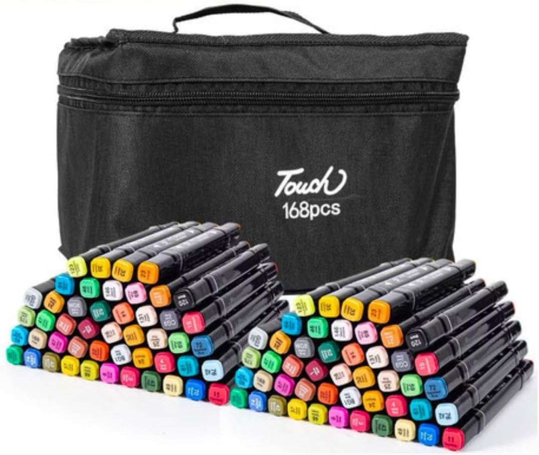 Kit 168 Canetinhas Coloridas Touch 168 Cores Com Ponta Dupla e