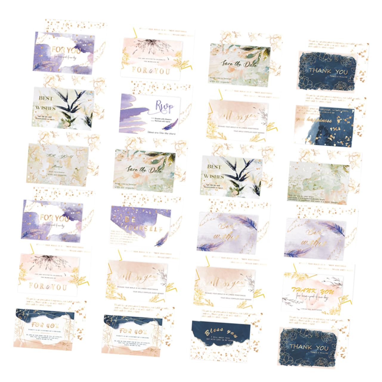Tofficu 72ensembles Cartes De Vœux Dorées Avec Enveloppes Cartes De Félicitations Pour Anniversaires Mariages Et Festivals Plusieurs styles