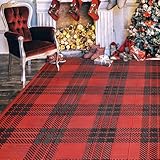 SAND MINE Christmas Floor Mats, Reversible Mats, Plastic Straw Rug, Modern Area Rug for Kitchen, Home, Outdoors, RV, Patio, Backyard, Deck, Picnic (6' x 9', Buffalo Plaid)