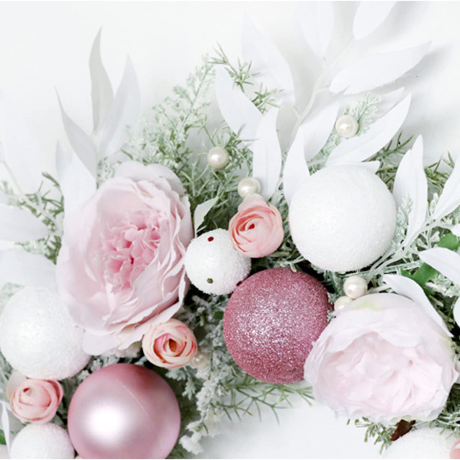 22 coronas de Navidad artículos navideños con rtificial rosa peonía eucalipto, brillante puerta delantera ventana colgante bola de Navidad corona para decoración de boda suministros festivos