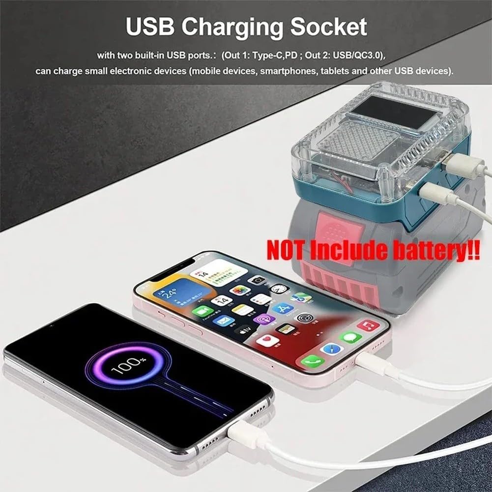 140W PD3.1 Type-C Fast Charger Adapter With QC-3.0/USB Port And Digital Display Compatible For Bosch 18V Lithium-Ion Battery For Rapid Charging And Multiple Device Support