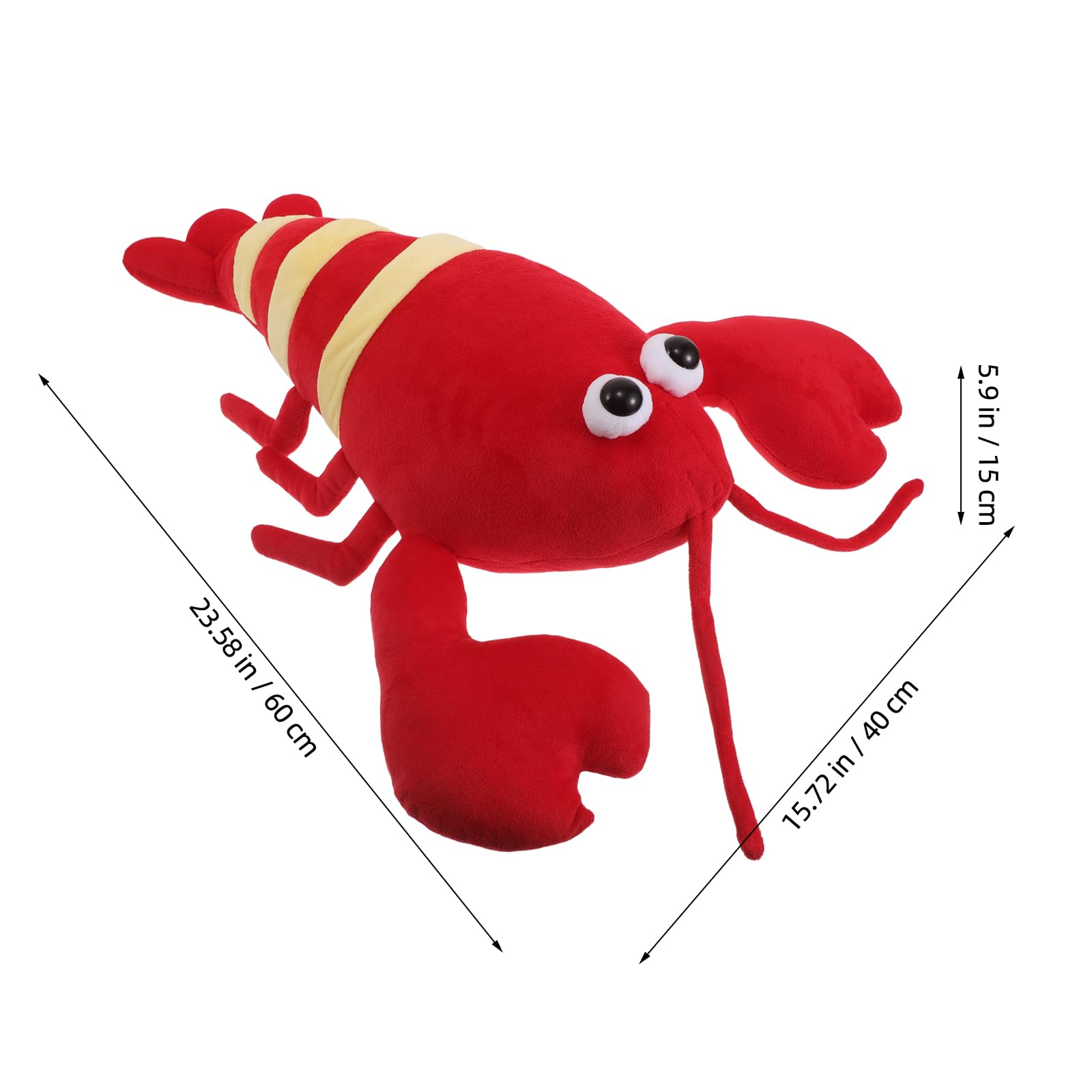 SHINEOFI Cuscino Peluche a Forma di Aragosta 60 Cm Morbido Imbottito in Lanugine e Cotone Pp, Decorazione Casa e Ufficio, Giocattolo Educativo, Lavabile in Lavatrice