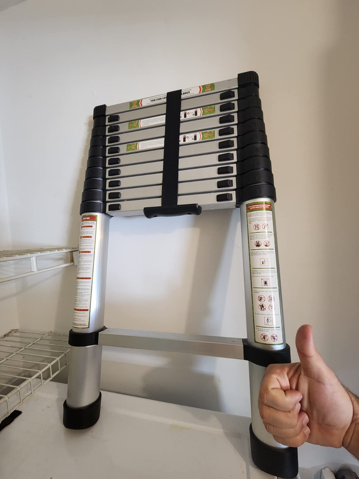 Échelle Télescopique Bm Tools 3.8m En Alu Avec Stabilisateur - Charge 150kg photo review