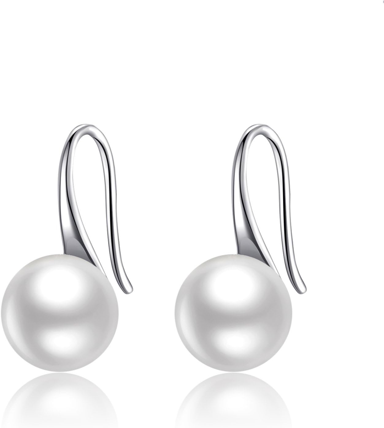 Pearl Earrings For Women, 925 Sterling Silver AAA Freshwater Cultured Pearl Drop Dangle Hook Earring Jewellery