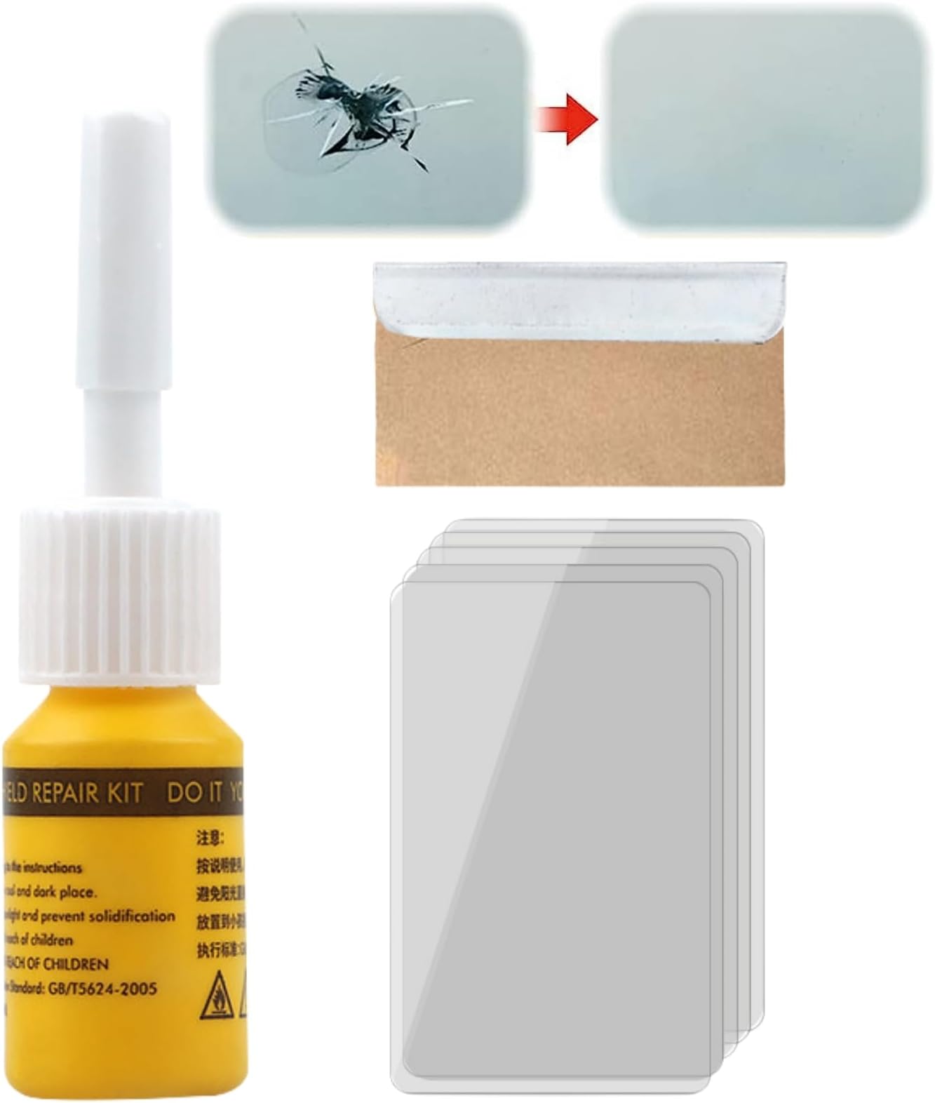Windscreen Repair Kit,Nano Glass Repair Fluid,Liquid Glass Crack Repair,Windscreen Scratch Repair Kit,Windshield Repair Kit,Car Glass Scratch Remover,Auto Windscreen Chip Repair Kit,Cracks,Star-Shaped