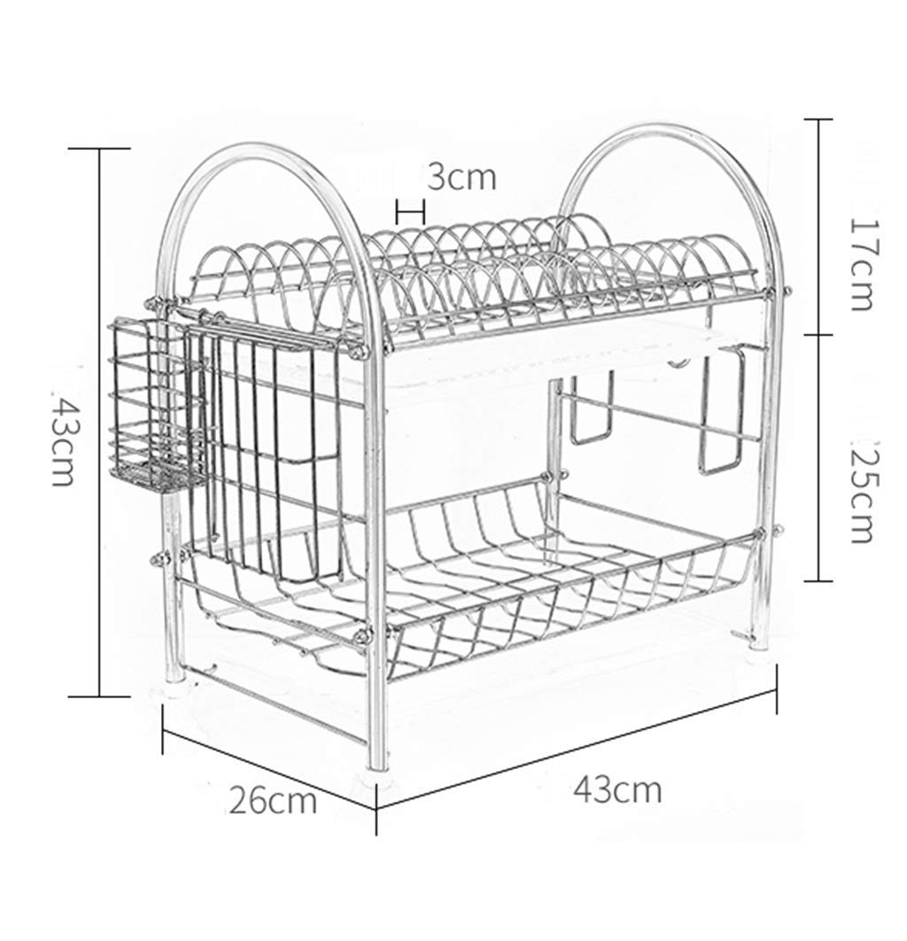 Rejilla para Cubiertos y Platos Rejilla para Platos de Acero Inoxidable 304 Rejilla para escurrir Platos con Doble Cuenco Rejilla para almacenar Platos y Tazas Rejilla pa