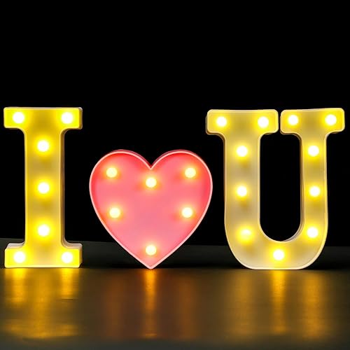 Miniatura 5 de Letras iluminadas de marquesina Letrero de luz LED para decoración de propuesta, compromiso, boda, cumpleaños, hogar, mesa, decoración de corazón