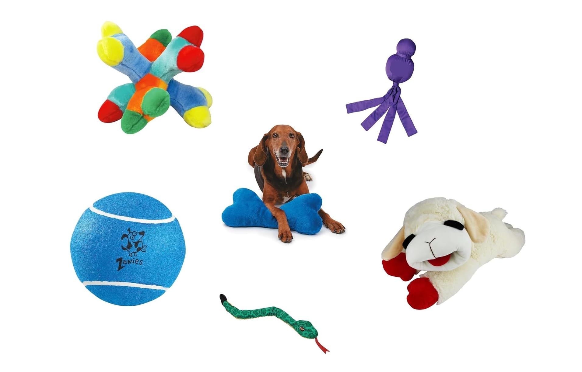 PUREPET Big Dog Toy Bundles Large Breed Squeak Play Toss Tug Cuddle Chew Bulk Packs 3 Big Dog
