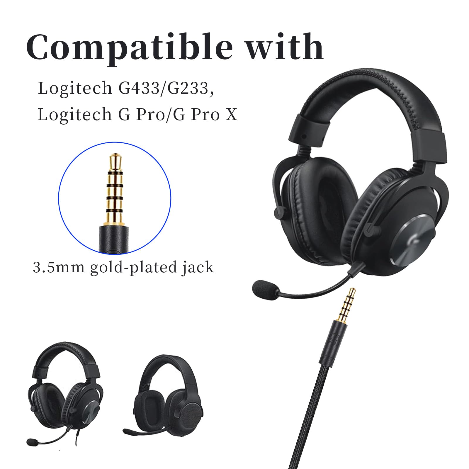 Cavo Audio Di Ricambio Per Cuffie Logitech G Pro, G Pro X, G433, G233 - Con Telecomando Inline