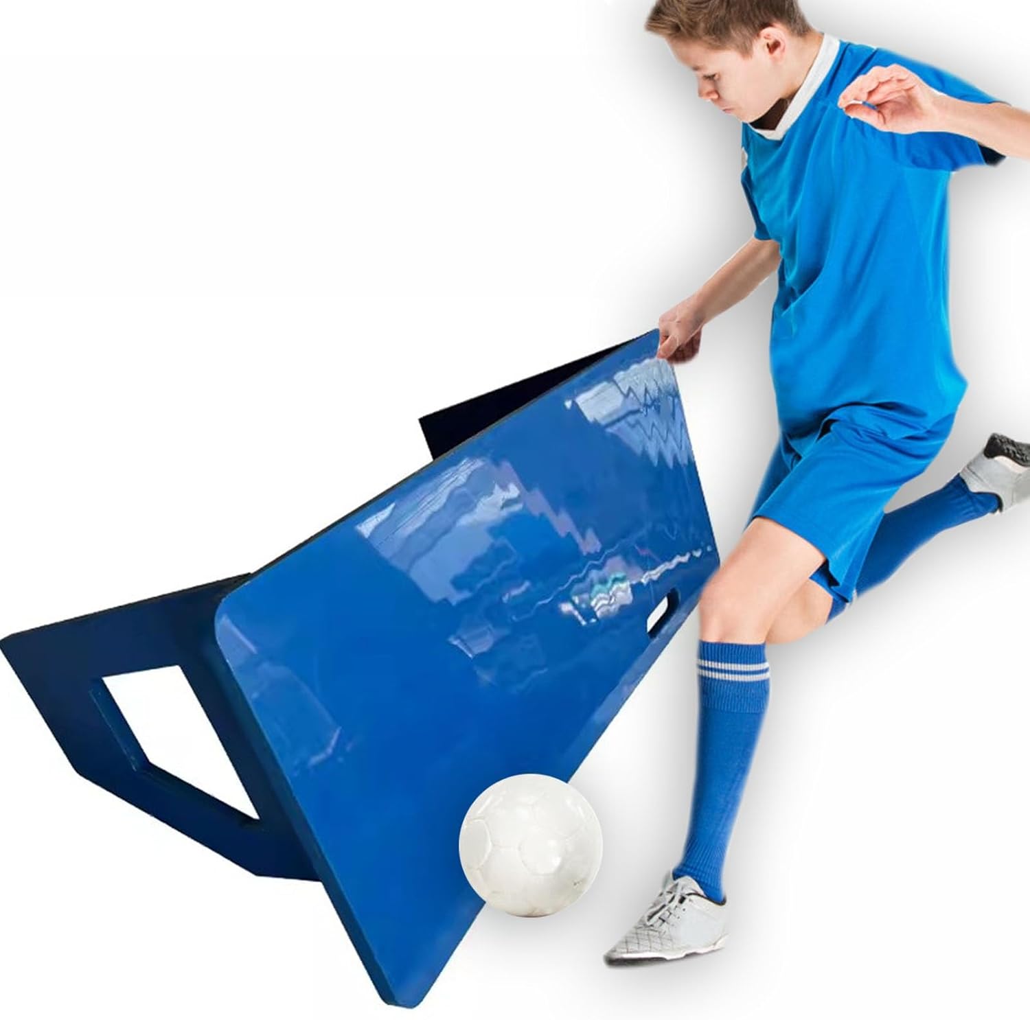 Large Soccer Rebounder Training Board,Heavy Duty Foldable Sports Soccer Return Ramp/Soccer Practice Equipment, for Ball Passing Training (Blue 150cm/59.1inch)