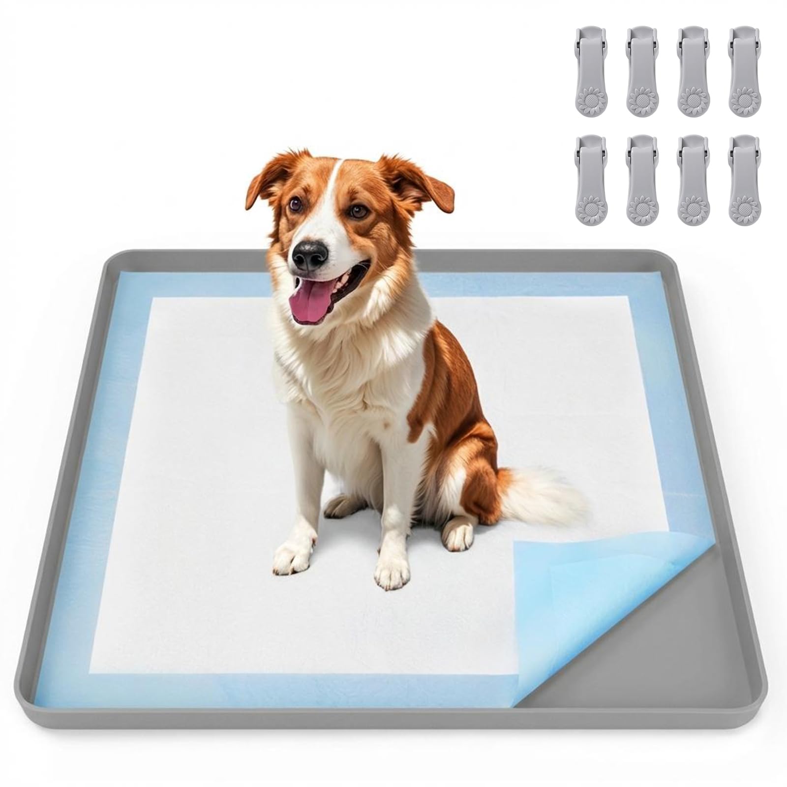 VavoPaw Support pour Chien - 61 x 61 cm - avec Pinces - Bords surélevés - Anti-Fuite - en Silicone imperméable - Facile à Nettoyer