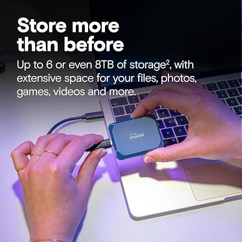 Miniatura 2 de Crucial X10 SSD portátil de 1 TB, hasta 2,100 MBs, USB 3.2 USB-C, unidad externa de estado sólido, compatible con Windows, Mac y Android,