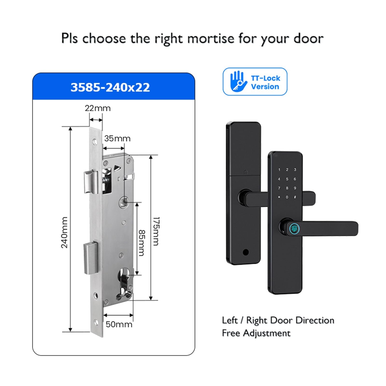Bluetooth TTLock - Cerradura de puerta con huella dactilar, tarjeta de código, pantalla táctil, cerradura de puerta inteligente, cerradura electrónica digital de seguridad para el hogar