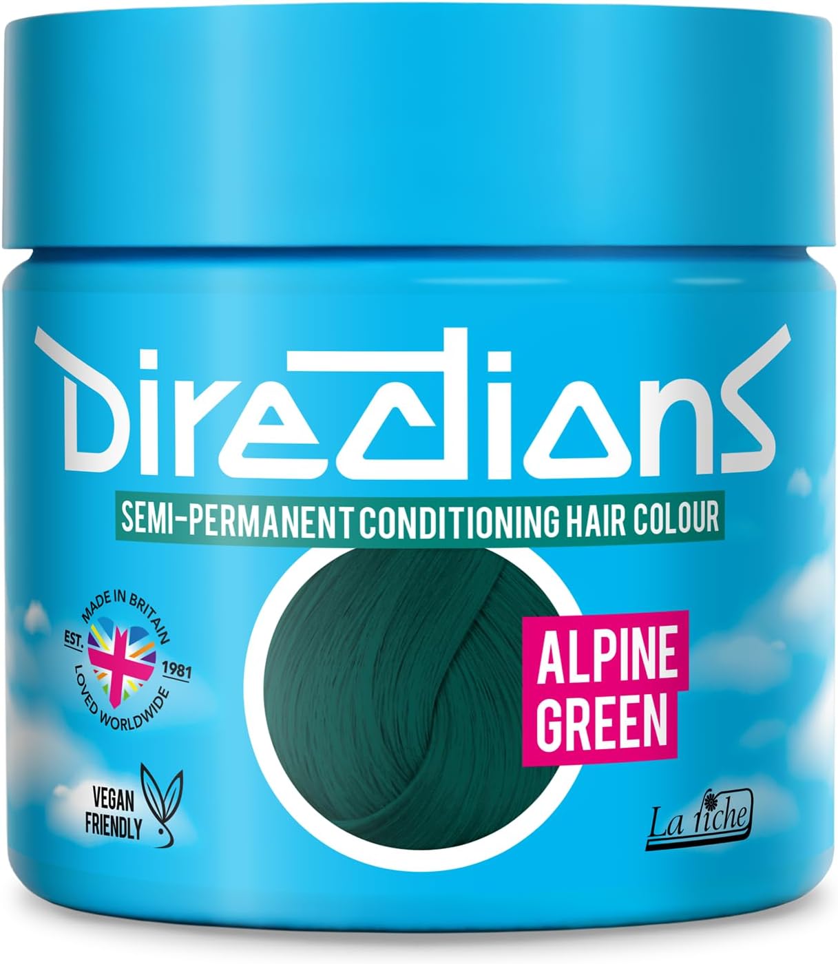 Directions Vivid Alpine Green Semi Permanent Hair Dye 100ml, Vegan Deep-Conditioning Formula, Rich Emerald Tones - 1 Pack