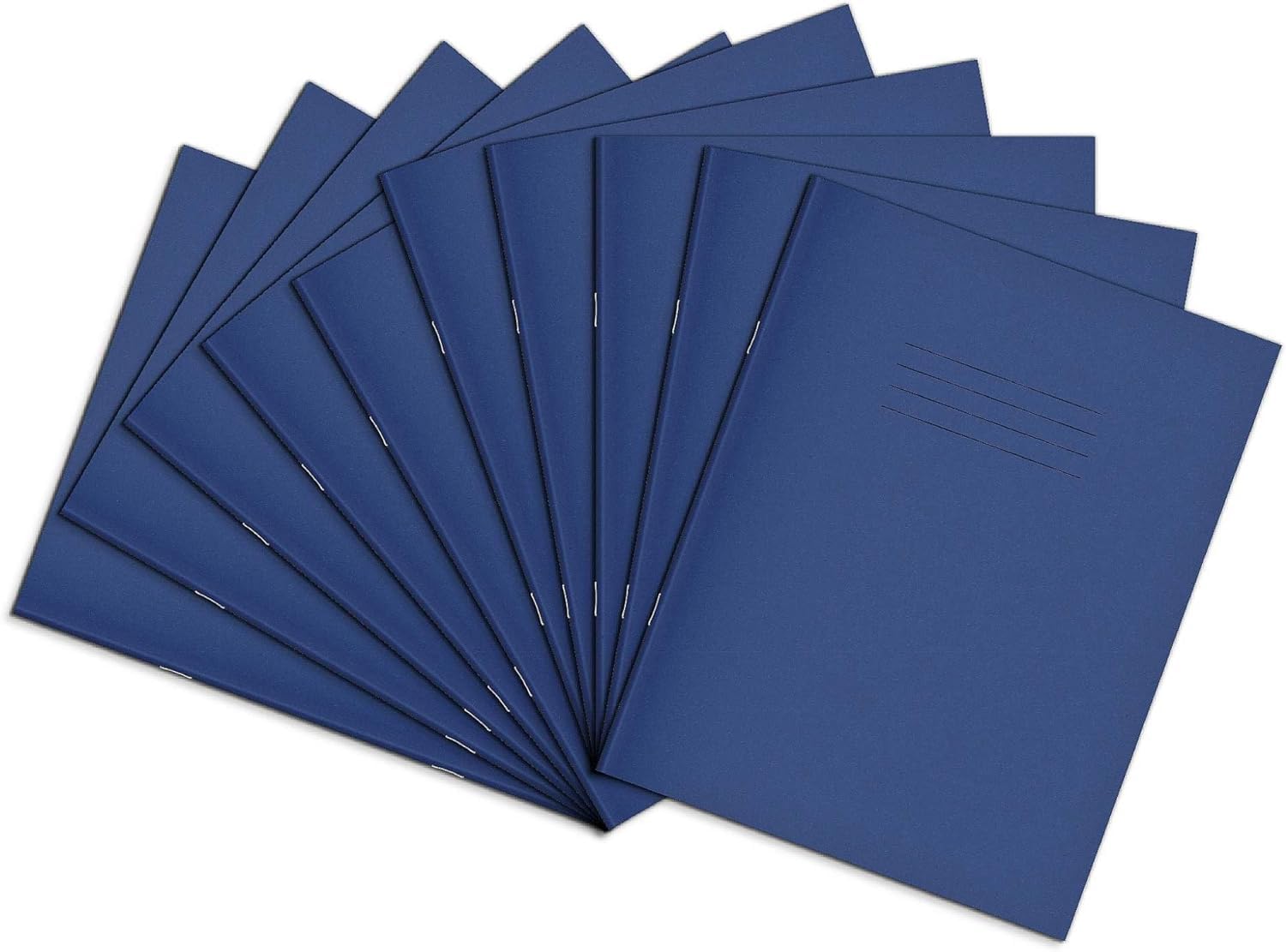 Rhino A5+ Exercise Books, 96 Page / 8mm Lined with Margin Paper Notebook, 100 Pack, 9 x 7 Writing Book, Office & School Stationery Supplies, Dark Blue