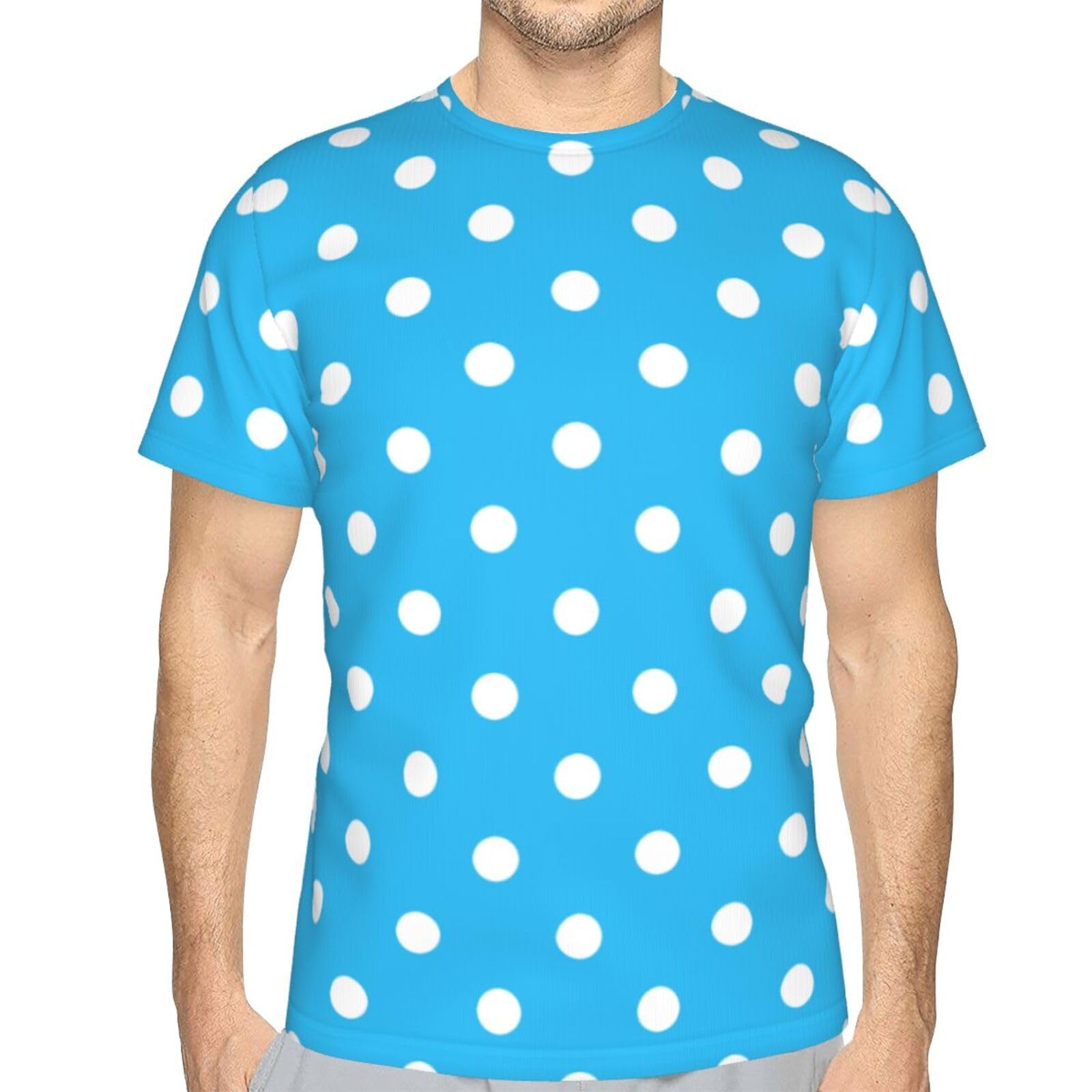 Amazon.co.jp: Tシャツ メンズ 水玉柄 ドット ブルー 半袖 トップス 春