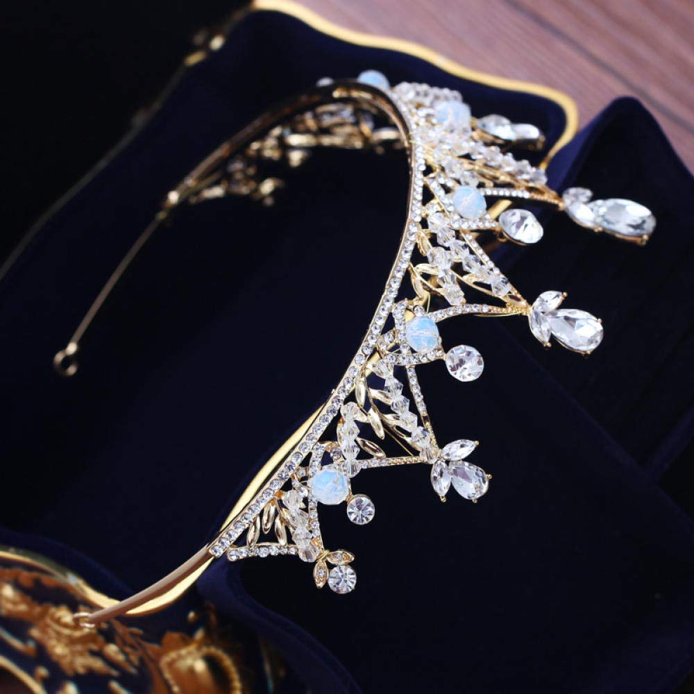 Tiara, stop strasu, biżuteria na głowę, dla panny młodej, ze złota, prosta, modna, na wesele, wesele, ozdoba do włosów, opaska na czoło w stylu vintage, prezent
