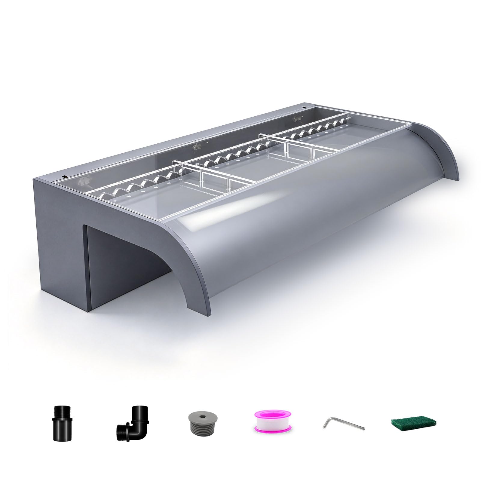 Fontana per piscina con copertura, troppopieno a cascata per laghetti coetanei – 60 cm in acrilico trasparente per piscine, laghetti da giardino, terrazze e come decorazione per aree benessere