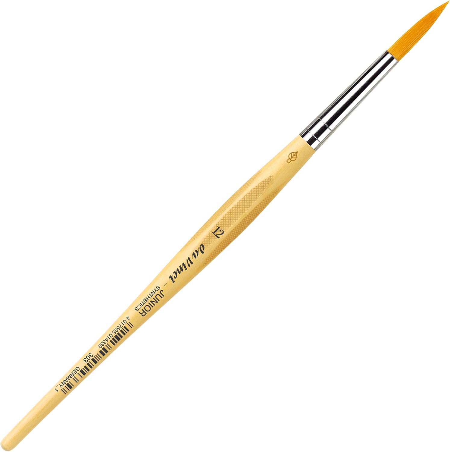 da Vinci Student Series 303 Junior Paint Brush, Round Elastic Synthetic with Lacquered Non-Roll Handle, Size 12