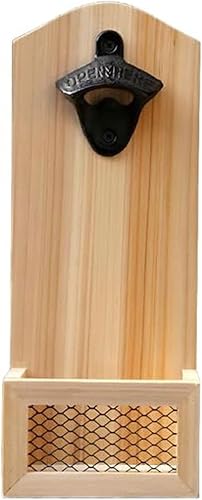 Miniatura 4 de Abrebotellas montado en la pared con tapa colector, construcción de madera y metal, regalo para hombres, normal, WO001