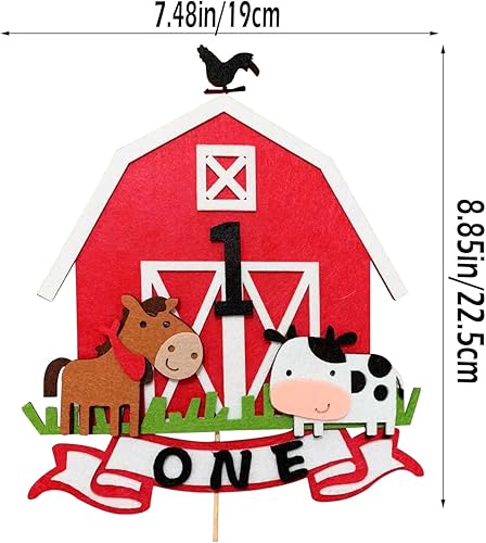 Miniatura 2 de Decoración de pastel de granja para primer cumpleaños, decoración de granero, decoración de granero para fiesta de cumpleaños (negro)