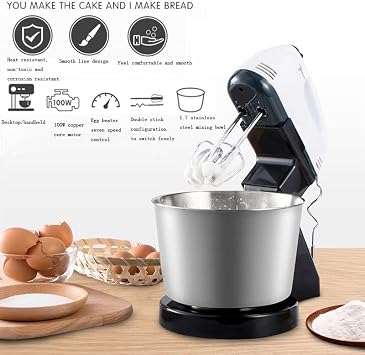 Electric Hand Blender 2-in-1 Twin Hand and Stand Mixer 7 Speed Electric Whisk Professional Mixer for Mixing Puréeing Whipping and Beating 180 W