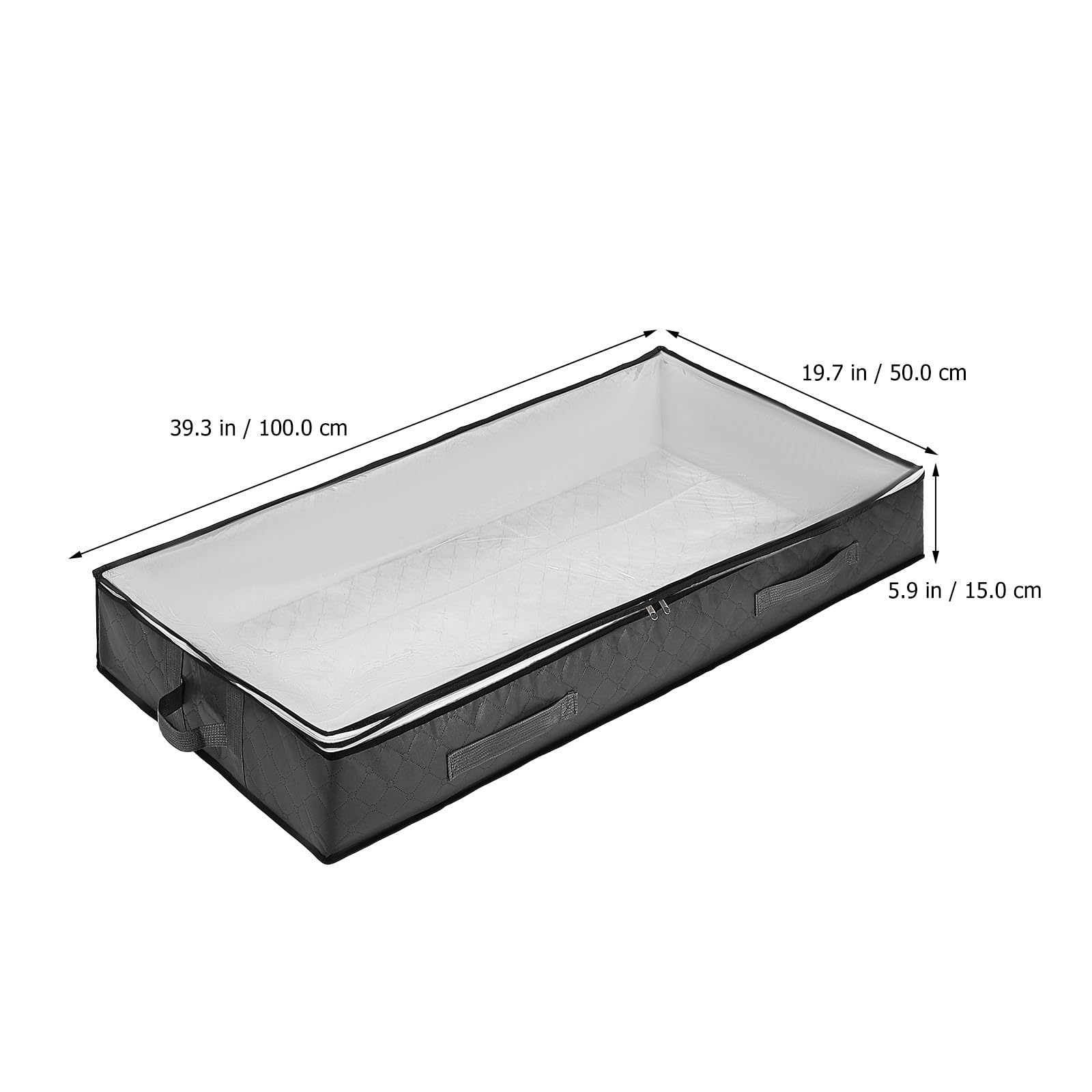 Homoyoyo Bolsas de Almacenamiento Debajo Cama 4 Unidades H Tamaño Grande Tela Resistente Color Gris Oscuro Ventana Transparente Asas Reforzadas para Ropa de Cama y Edredones Organizador