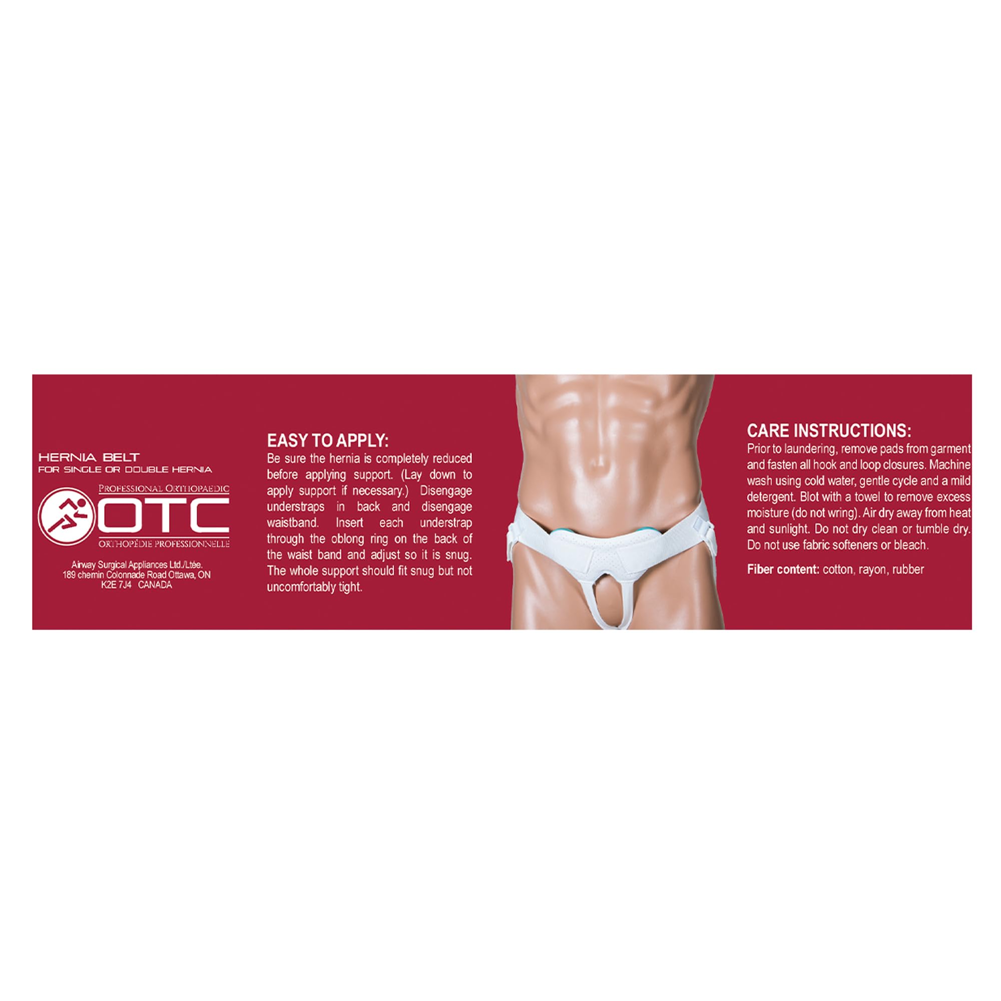 OTC Medical Hernia Belt for Single or Double Hernia, Non Abrasive Truss for Inguinal or Scrotal Hernia Support, White, Medium