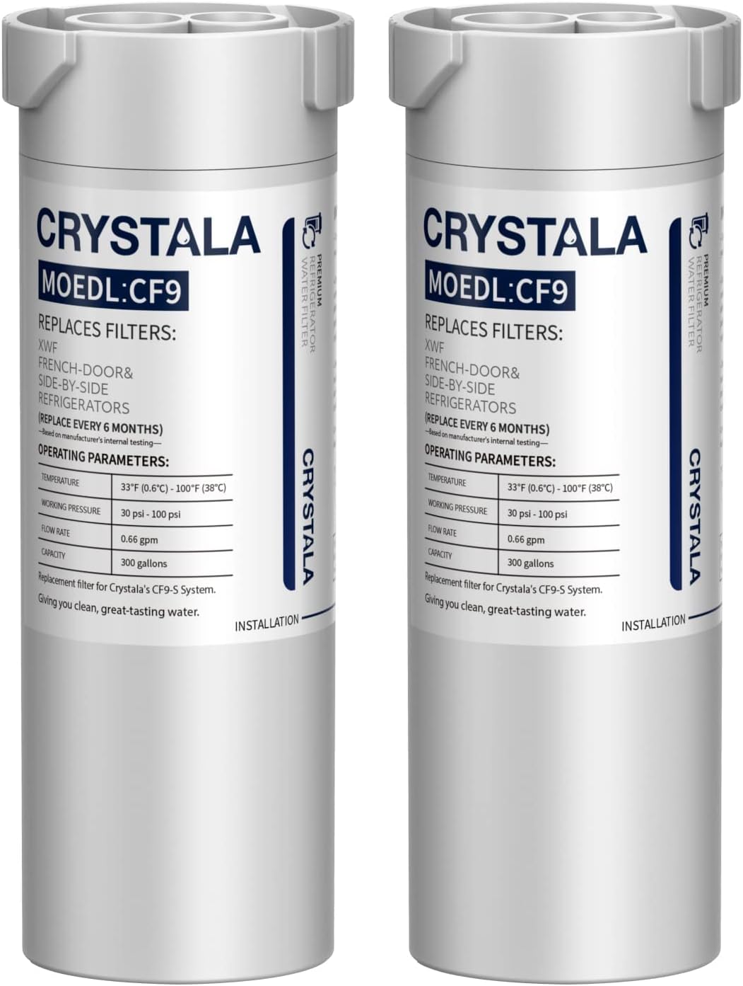 Crystala Filters Compatible with GE XWF Water Filter, Replacement for