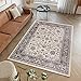 TAPISO Colorado Alfombra de Salón Comedor Dormitorio Diseño Clásico Vintage Crema Antracita Floral Borde 60 x 100 cm