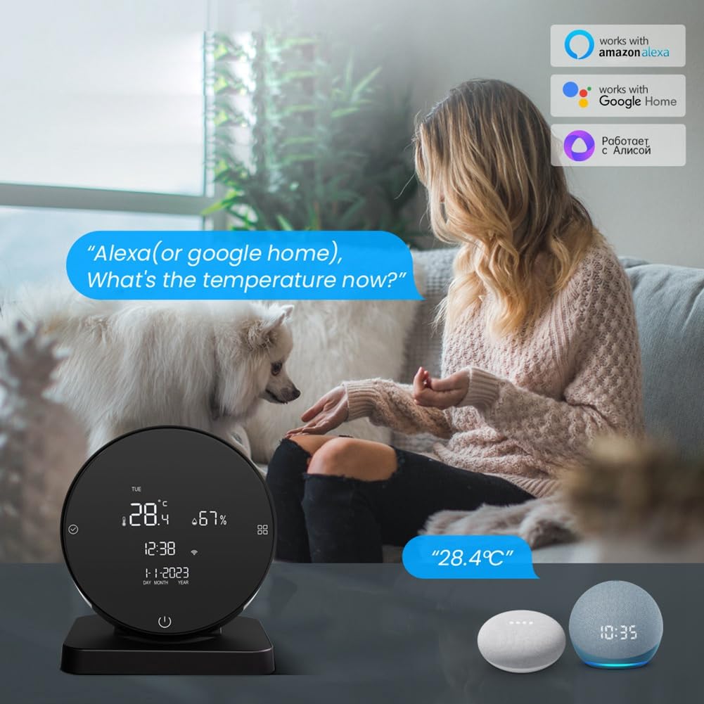 DéTecteur de TempéRature et D'Humidité Rechargeable USB Tuya WIFI HygromèTre pour Chambre de ContrôLeur IR à éCran LCD