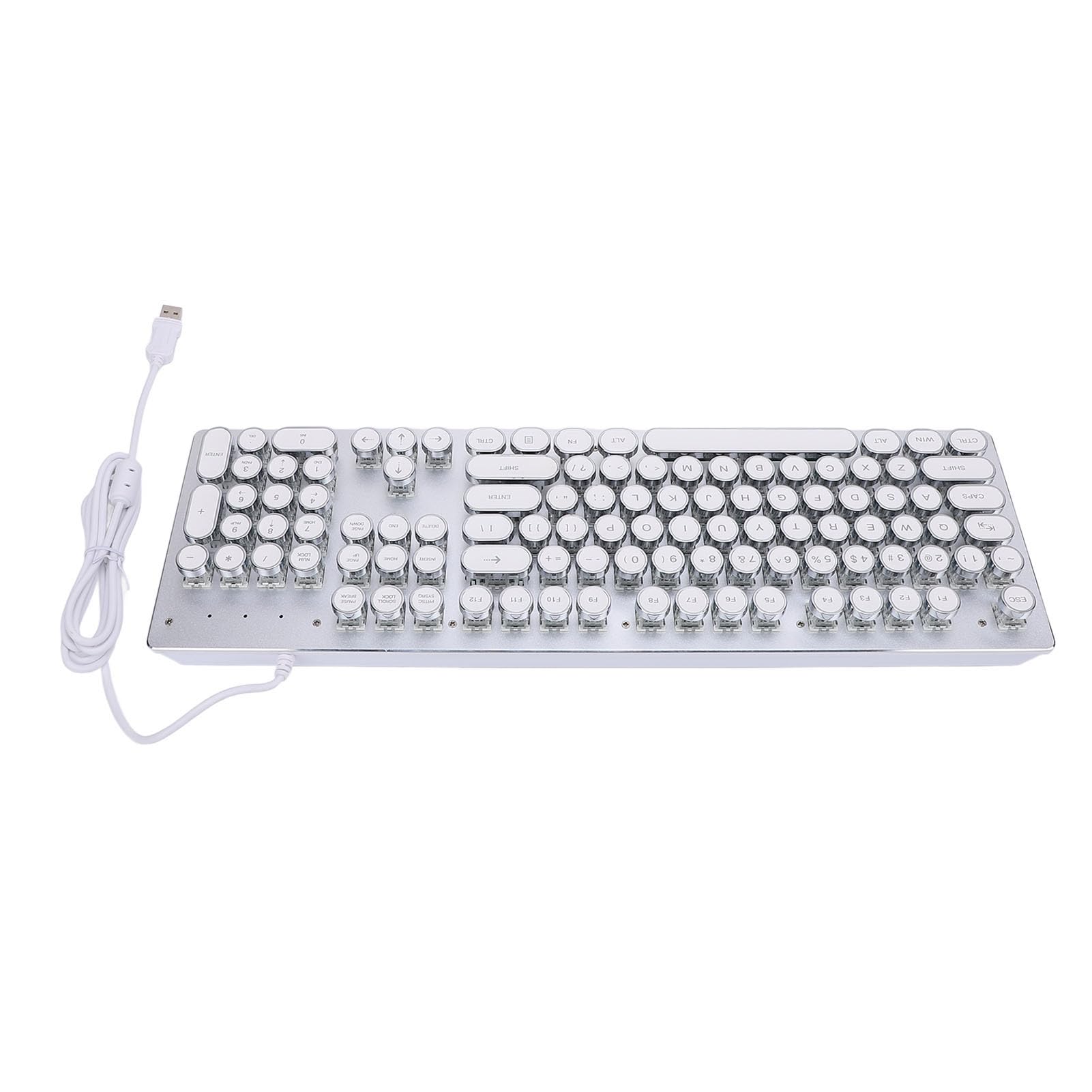Acouto Klawiatura Gier z Niebieskim Przełącznikiem 104 Klawisze RGB Zwrotła Klawiatura USB Mechaniczna dla 7 8 10 XP dla Multimediów Kompatybilnych z Laptopa OS X PC (WHITE)