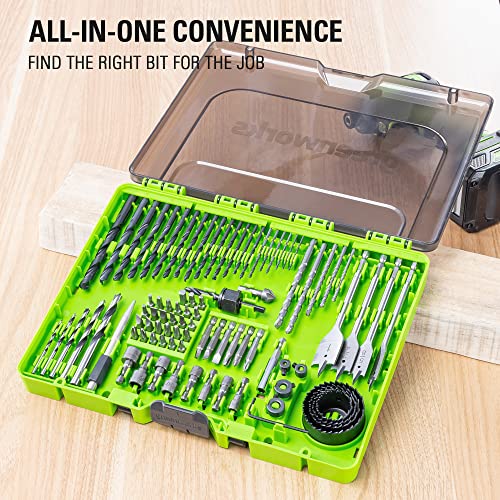 Image of Greenworks 90 Piece Black Oxide Drilling and Driving Bit Set with Modular Case for Wood, Metal, Plastic, and Masonry,3X Longer Life,135 Split Point,Precision-Milled